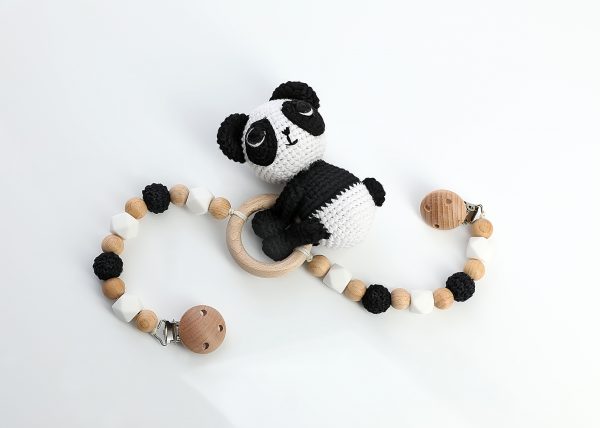Pandabär gehäkelt Kinderwagenkette